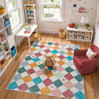 jinchan Macy 6x9 Kids Area Rug for Classroom Modern Colorful Nursery Rug by JINCHAN