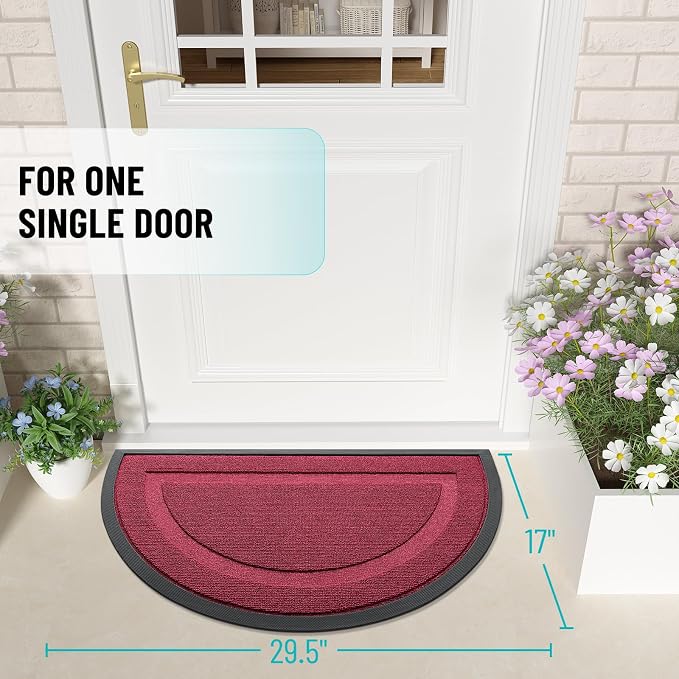 OLANLY Half Circle Door Mat Indoor Outdoor Entrance Welcome, Waterproof - Image 2