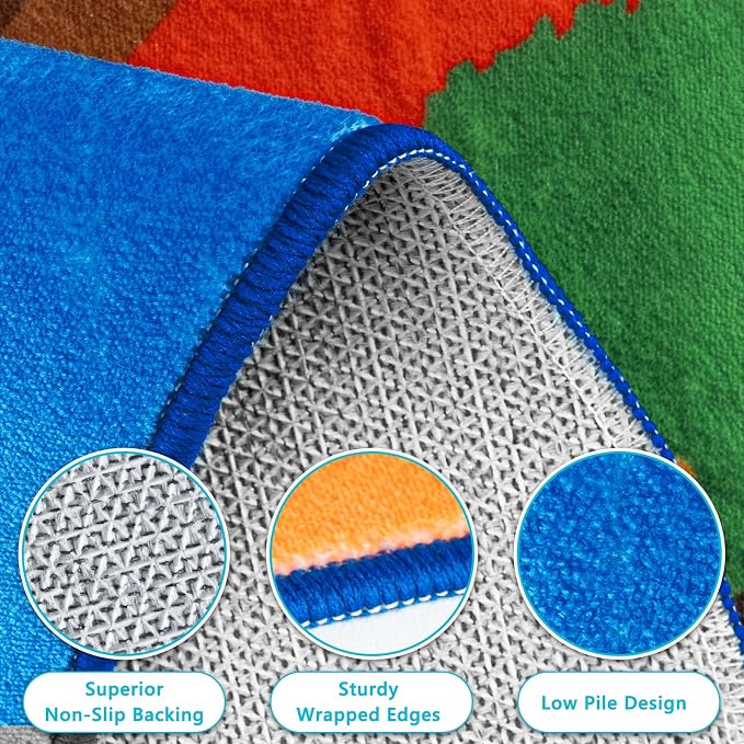 Kids Rugs for Playroom, 3x5 Feet Upgrade Ultra Non Slip Area Rug, Washable Play - Image 3
