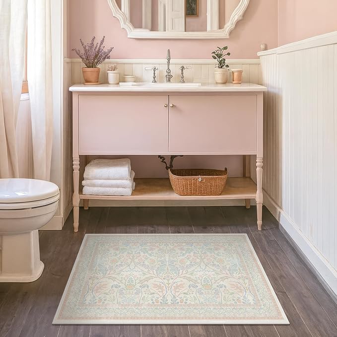 Light Pink Area Rug 2x3 Non Slip Washable, Ultra Soft Small Throw Rugs - Image 6