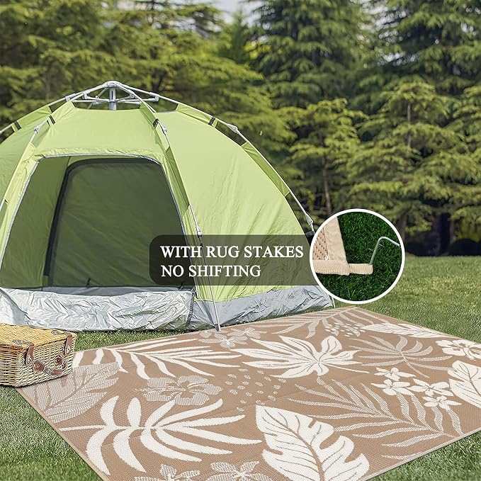 Pauwer Waterproof Outdoor Rug 6x9, Reversible Plastic Straw Patio Camping Rug - Image 6