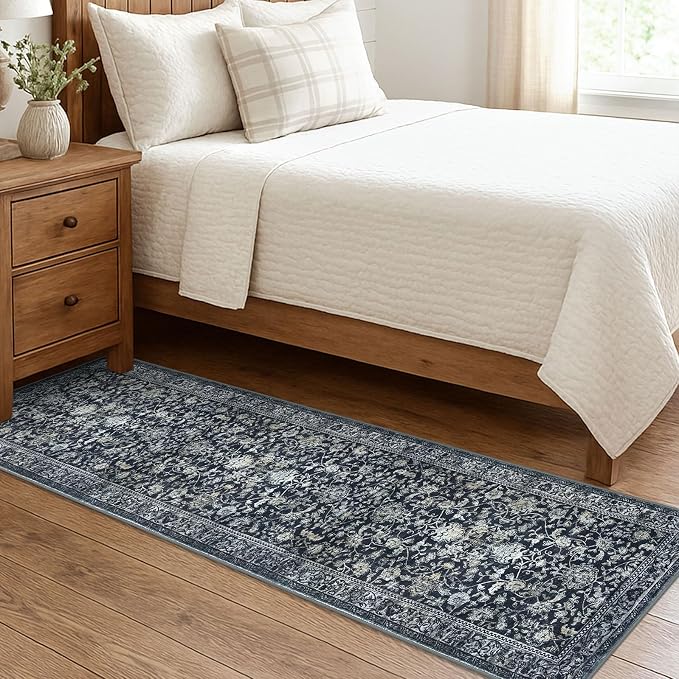 KILOCOCO Hallway Runner 2x7 Rug Runner Printed Vintage Floral Washable Kitchen - Image 3