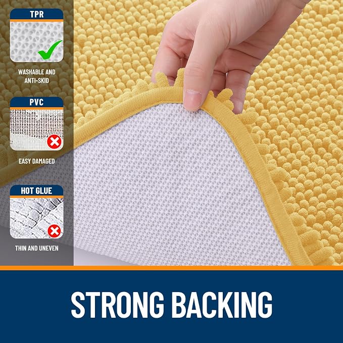 OLANLY Toilet Rugs U-Shaped 24x24, Extra Soft Absorbent Chenille Contour - Image 6