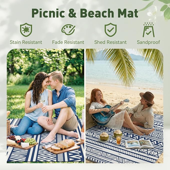 MontVoo-Outdoor Rug Carpet Waterproof 5x8 ft Reversible Patio Rug RV Camping - Image 5