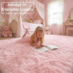 Amdrebio Pink Rugs for Girls Bedroom, 9x12 Large Fluffy Area Rugs for Living - Image 3