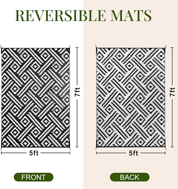 OPPODREAM Outdoor Rug 5x7 Ft, Waterproof Outdoor Plastic Straw Rug - Image 2