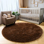 Amdrebio Dark Brown Rug 4Ft for Bedroom, Round Fluffy Shag Plush Area Rugs for - Image 5