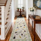 Washable 2x10 Hallway Runner Rug: Non Slip Soft Long Low Pile Animal Cat Print - Image 2