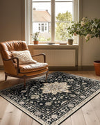 RELEANY Area Rugs 3'x4' Washable Non-Slip, Floral Vintage Distress Medallion by RELEANY