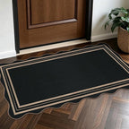 Scalloped Easy Jute Black Rug, 2x4 Front Door Washable Door Mat Non Slip Small - Image 7
