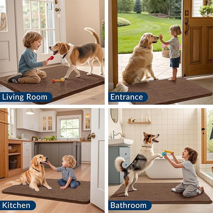 Smiry Dog Door Mat for Muddy Paws 24x16, Absorbent Dirt Trapper, Non-Slip - Image 7