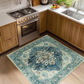 RELEANY Area Rugs Square 4ft Washable Non-Slip, Floral Vintage Distress by RELEANY