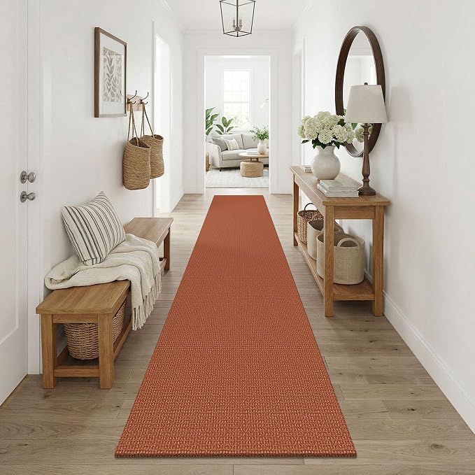 KOZYFLY Orange Runners Rugs for Hallway 2.5'x10', Washable Runner Rug, Woven - Image 8