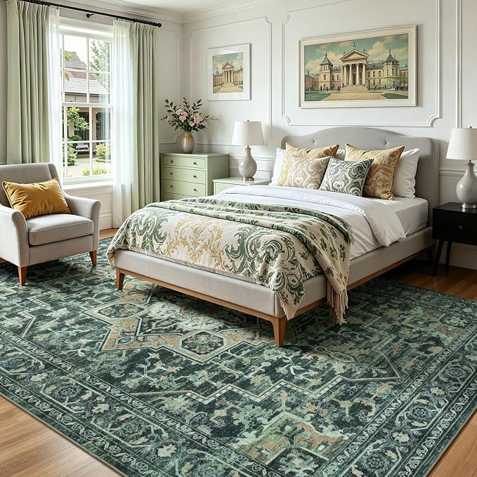 Lofus 8x10 Washable Rugs Non-Slip, Vintage Floral Area Rug - Image 2