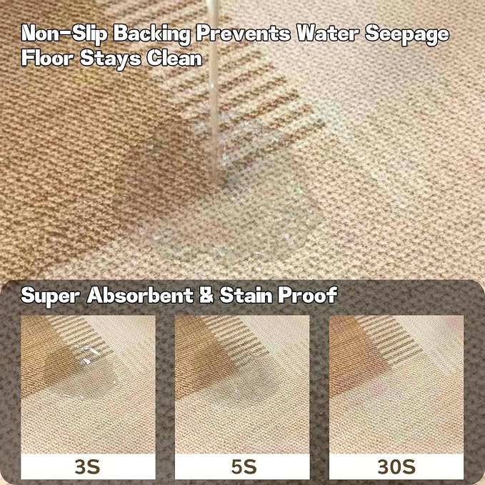 Faux Linen Washable Runner Rug: Water Absorbent Surface Non-Slip Rubber Bottom - Image 3