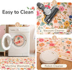 3x5 Area Rugs for Living Room Vacuum-Friendly Machine Washable Area Rug Flower - Image 3