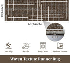 Brown 2x6 Runner Rug Non Slip, Modern Distressed Stripe Carpet Runners - Image 9