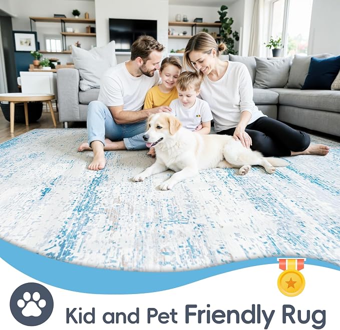 6x9 Area Rugs Washable Rug:Anti-Skid Abstract Modern Living Room Rug Soft Thin - Image 4