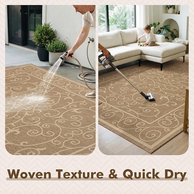 MontVoo-Outdoor Rug-Patio Rug 8x10 ft Polypropylene Indoor Outdoor Rugs Outdoor - Image 4