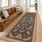 Hazo Haus Orange Brown Hallway Runner Rug 2'6"x12', Soft Low Pile Non Slip by HazoHaus