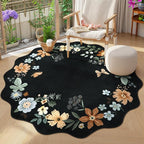 Lahome Floral Washable Round Rugs, Non-Slip Soft Round Rug 4ft Ultra-Thin by Lahome