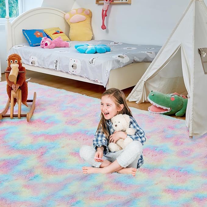 Ultra Soft Rug for Living Room, 5X8 Fluffy Shag Area Rug for Bedroom, Modern - Image 3