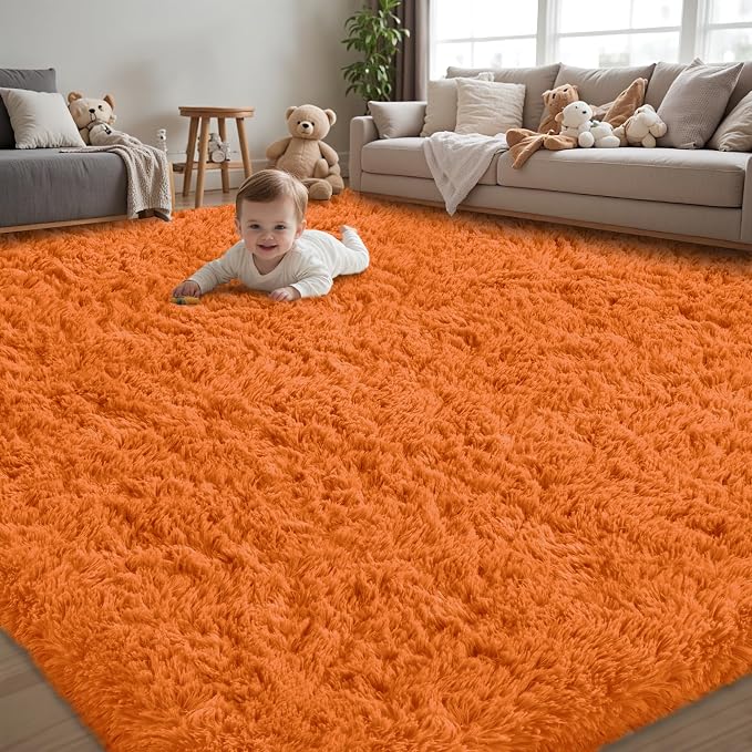 8x10 Area Rug for Living Room:Ultra Soft Fluffy Shag Brown Rugs, Large Fuzzy by Unknown