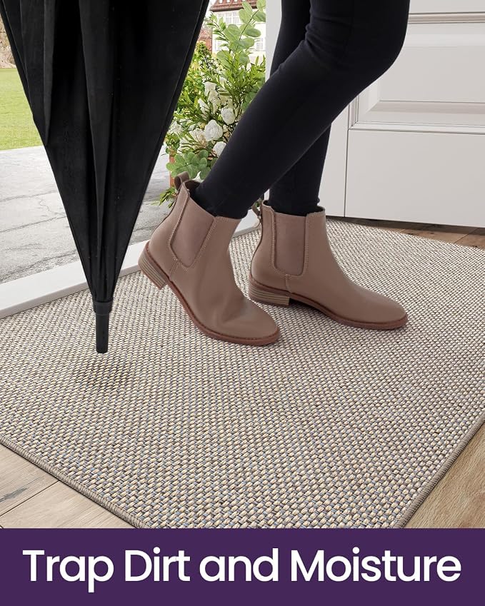 DEXI Ultra Thin Door Mat Indoor Entrance 35x56, Non Slip Rubber Backed Entryway - Image 5