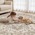 8ft Round Vintage Living Room Area Rug - Image 6