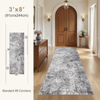 UERMEI 3x8 Washable Runner Rug for Hallway, Non Slip Low Pile Kitchen Carpet - Image 3