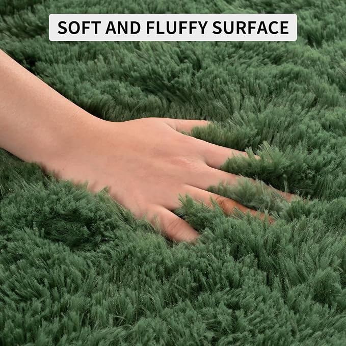 Tepook Fluffy Dark Green Rugs for Living Room Bedroom, 4x6 Soft Area Rug Forest - Image 7