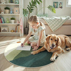 Circle Rug 3ft, Small Round Rugs Non Slip Washable, Abstract Mountain Round - Image 8