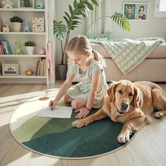 Circle Rug 3ft, Small Round Rugs Non Slip Washable, Abstract Mountain Round - Image 8
