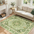 RELEANY Area Rugs 4'x5' Washable Non-Slip, Floral Vintage Distress Medallion by RELEANY