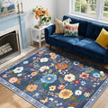 RELEANY Floral 4x6 Area Rugs Washable Print Boho Cute Carpet Non Slip Flower by RELEANY