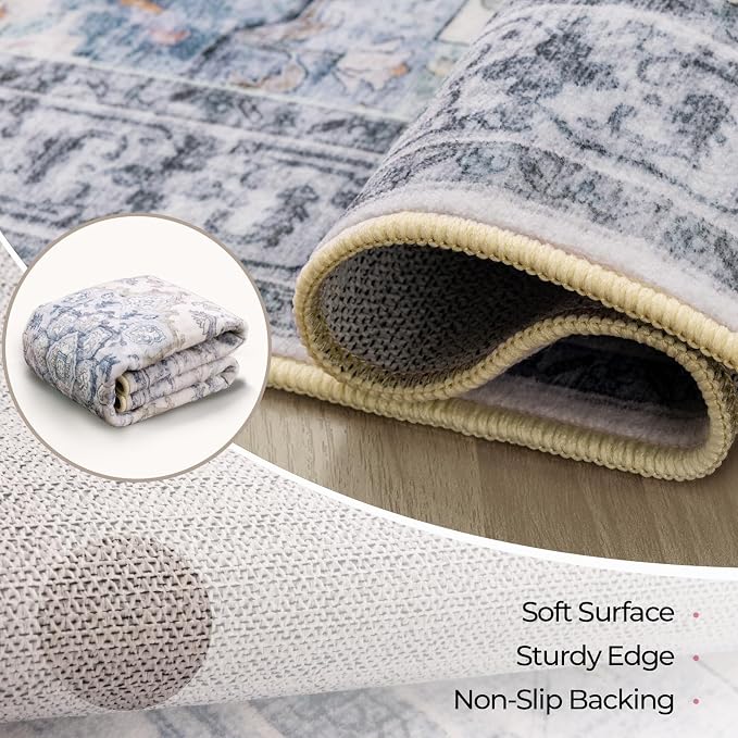 CAPALOCA Machine Washable Rugs Nursery Rug 5x7 Cute Girl Non Slip Low Pile - Image 4