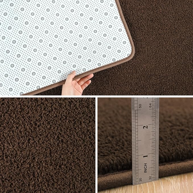 Pettop 4x6 ft Brown Area Rugs for Bedroom Living Room, Washable Memory Foam - Image 4