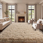 qulint Large Area Rug for Living Room 10x14, Soft Fluffy Tan Area Rug for by QULINT