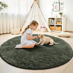 OLANLY Olive Green Round Rugs for Bedroom - Image 2