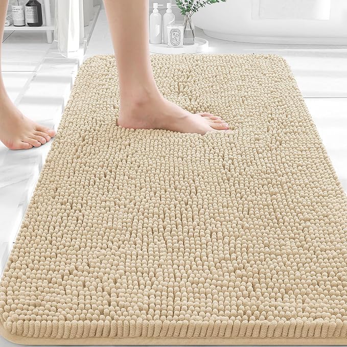OLANLY Bathroom Rugs 30x20, Extra Soft Absorbent Chenille Bath Rugs, Rubber by OLANLY