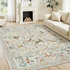 6x9 Area Rugs Washable Rug: Large Boho Living Room Rug Soft Non-Slip Low Pile - Image 2