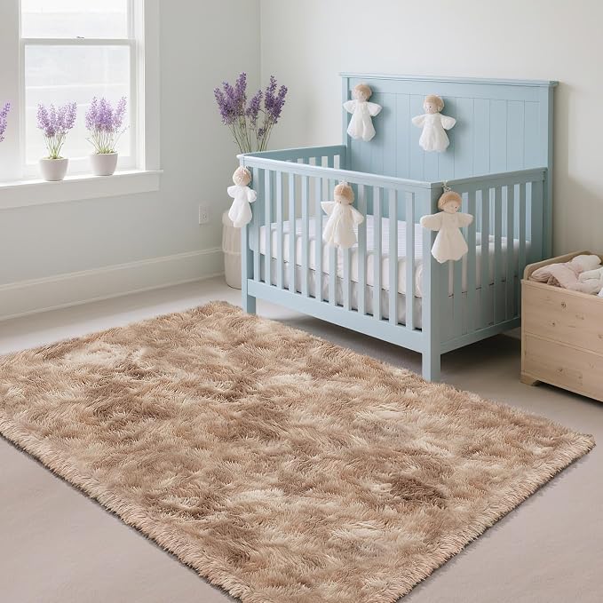 Fluffy Rug Shag Area Rug, Mottling Beige 2x4 Area Rugs - Image 2