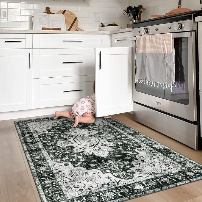 Moynesa Ultra-Thin Washable Vintage Area Rug - Image 7