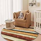 jinchan Round Rug 5ft Modern Striped Rug Washable Rug Soft Large Indoor Floor by JINCHAN