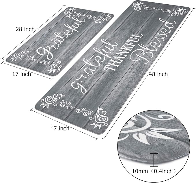 HEBE Anti Fatigue Kitchen Mat Set of 2 Non Slip Cushioned Kitchen Mats - Image 5