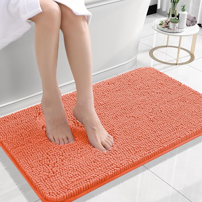 OLANLY Small Bathroom Rugs 24x16, Extra Soft Absorbent Chenille Bath Rugs by OLANLY