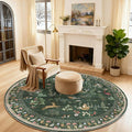 Washable Round Rugs for Bedroom 4ft: Living Room Rug Stain Resistant Non Slip by palohom