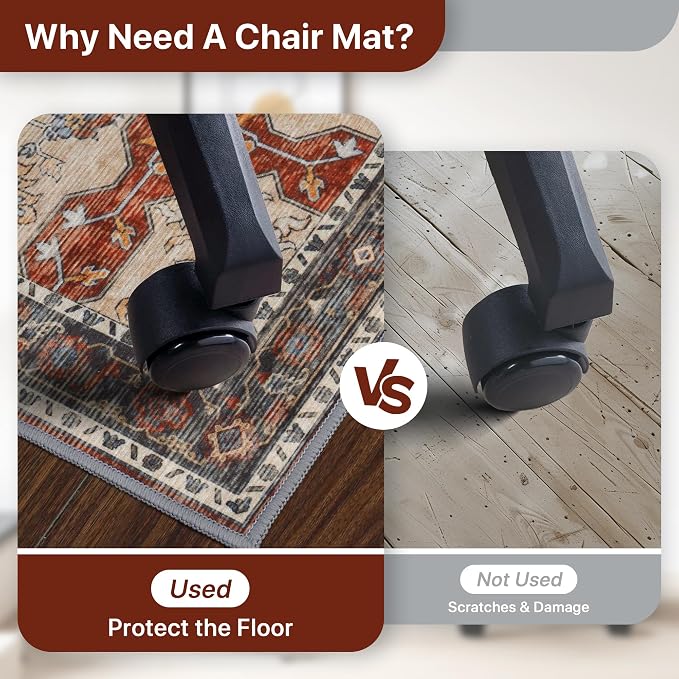 48"x60" Office Chair Mat for Hardwood Tile Floor, Under Desk Carpet Protector - Image 4