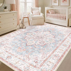 CAPALOCA Machine Washable Rugs Nursery Rug 7x9 Cute Girl Non Slip Low Pile - Image 9