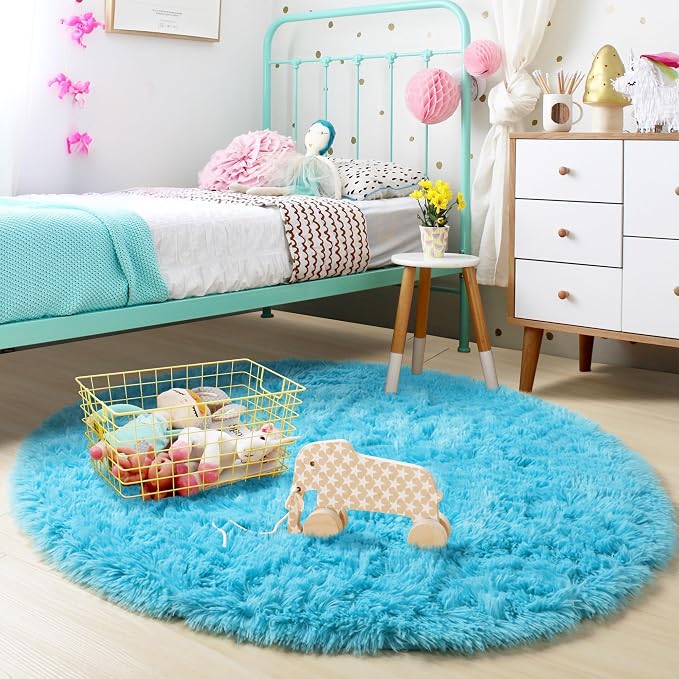 Amdrebio Blue Round Circle Rugs 6Ft - Image 3